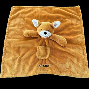 Honey Bunny Soft Kangaroo Lovey Lovie Security Blanket XOXOX Square Orange Brown